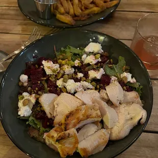 two plates of food on a table