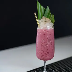 OKINAWA - rum, okinawa yam, calamansi, oat milk, plum