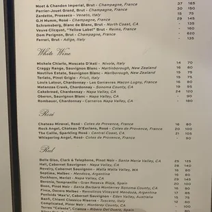 Wine Menu