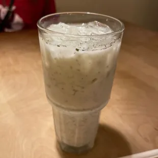Doogh. Tastes like the dill cucumber dressing. I&apos;m not sure it&apos;s meant to be drank alone but with a meal to complement it.