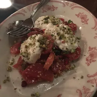 Roasted Beets with Burrata and Pistachio