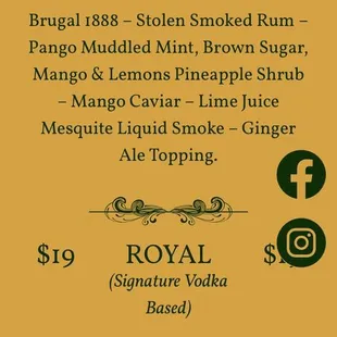 Two of four signature cocktail options.