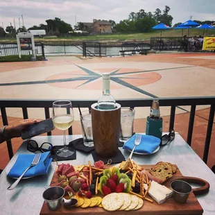 a platter of appetizers on a table