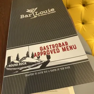 a restaurant menu on a table