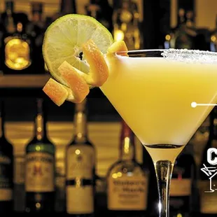 a cocktail in a martini glass