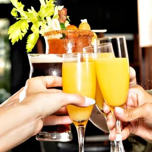 people toasting with drinks