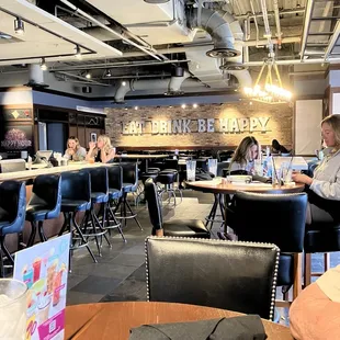 Part of a dining area and bar