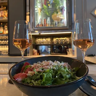 Strawberry and Asher Bleu Cheese Salad and Rosé