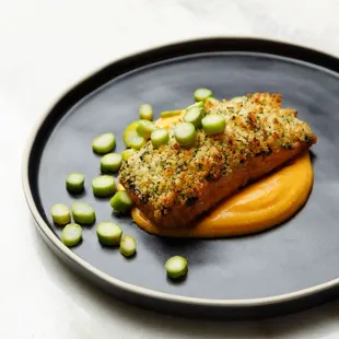 Herb Crusted Grilled Salmon, Winter 2021-2022 menu