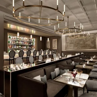 the interior of a modern restaurant