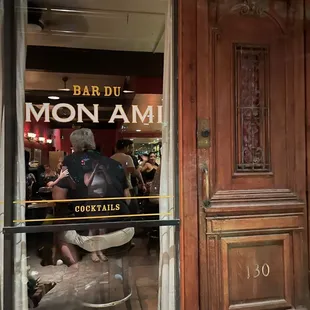 the entrance to the restaurant