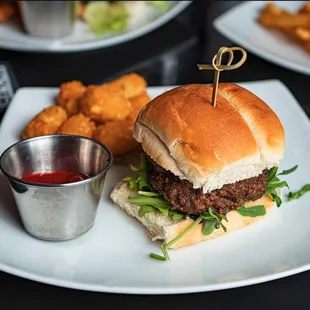 a burger and a side of fries