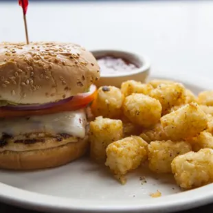 Chicken sammy and tots...mmmm