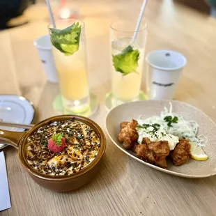 two plates of food on a table