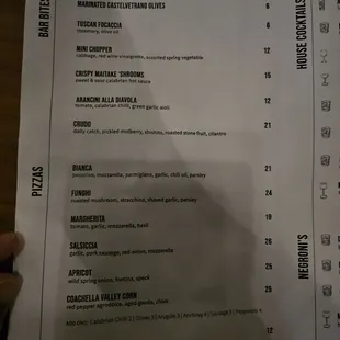 menu