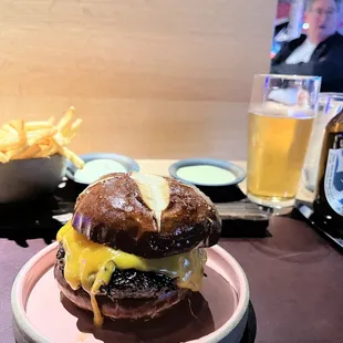 Lucy burger, pomme frites, and a Hitachino beer. Sometimes you need a burger and fries.
