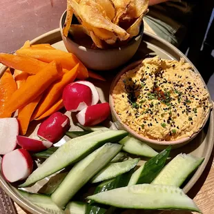 Onion dip with delicious fresh veggies- oh my!