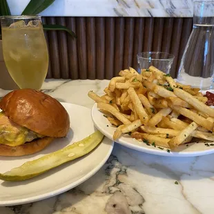 Burger and fries