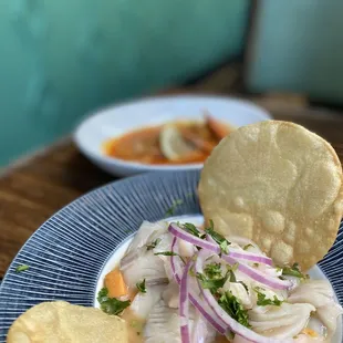 Gambas Al ajillo &amp; Peruvian ceviche