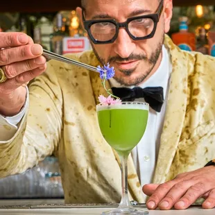 Cocktails designed and built with precision at Bar Sprezzatura Year-Round Rooftop Cocktail Bar &amp; Italian Restaurant