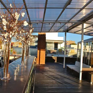 a view of a rooftop restaurant