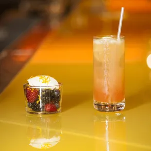 Fresh berries with Frangelico mascarpone and Blood Orange Mule