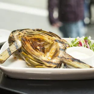 Whole grilled artichoke with limoncello aioli