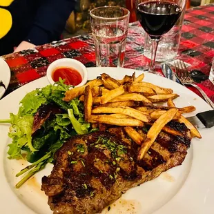 Steak Frites + House Red