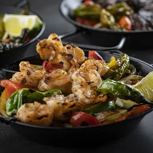 Bar Takito Grilled Shrimp Fajitas, your choice of rice, Chefs veggies, and handmade tortillas