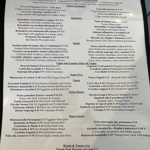 Lunch and dinner menu