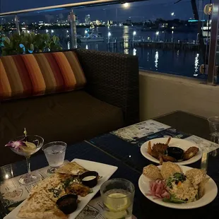 Quesadilla, fish dip and coconut shrimp with a view!