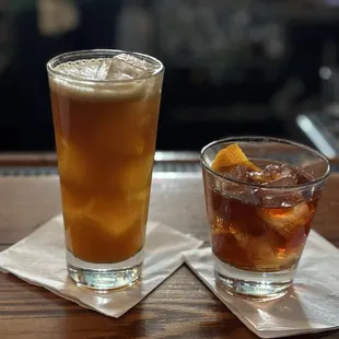 Pimm's Cup and Bourbon Old Fashioned