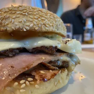 LA SMASHBURGESA  griddled ham, american cheese, chipotle mayo, escabeche relish $16