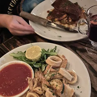 Grass Fed Short Rib and calamari platter