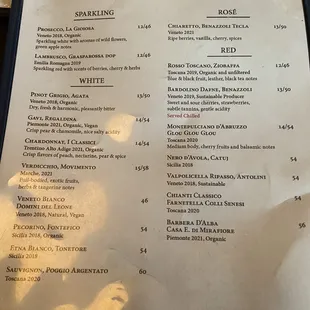 Wine list