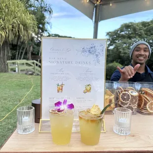 Another His&amp;hers specialty cocktail menu and presentation!