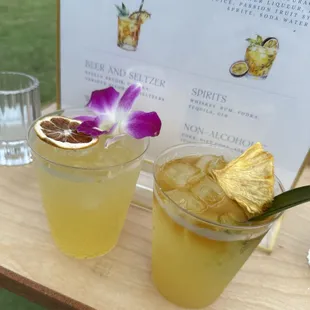 Hers: Happy hour aka (Lili &quot;Cho&quot;i spritz)
His: smoked pineapple maitai aka (Pineapple Mai &quot;Kye&quot;)