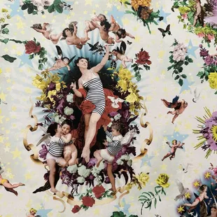 Loved the wallpaper in the women's bathroom.