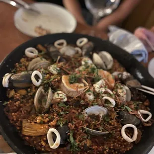 Paella with Israeli couscous