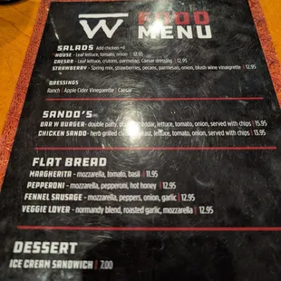 Bar menu