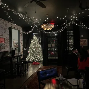 a christmas tree in the background