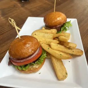 Corned beef sliders with steak fries
