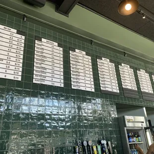 Beverage menu