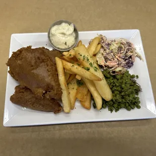 The batter on the Fish and Chips was SOOO cripy and I loved the peas.