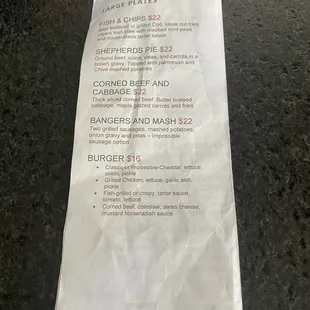 Food menu 2 of 2