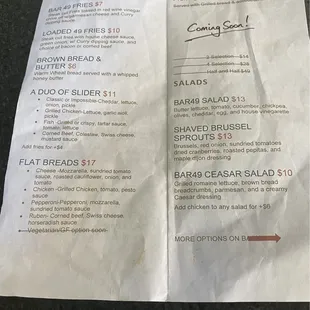Food menu 1 of 2