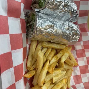 Lamb gyro and fries