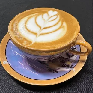 a cappuccino on a saucer