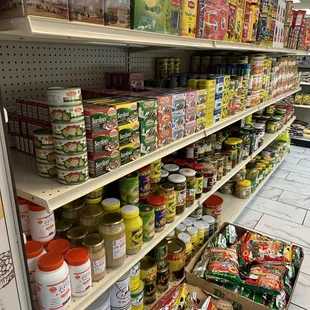 shelves of food and condiments