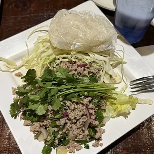 Laab mu (spicy pork salad).